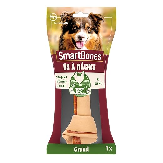 SmartBones Chicken Large au Poulet – Grand Os à Mâcher Sans Peau d'Origine Animale pour Chien Adulte de Grande Taille - Très Faible teneur en Matières Grasses - Enrichi en Vitamines et en Minéraux