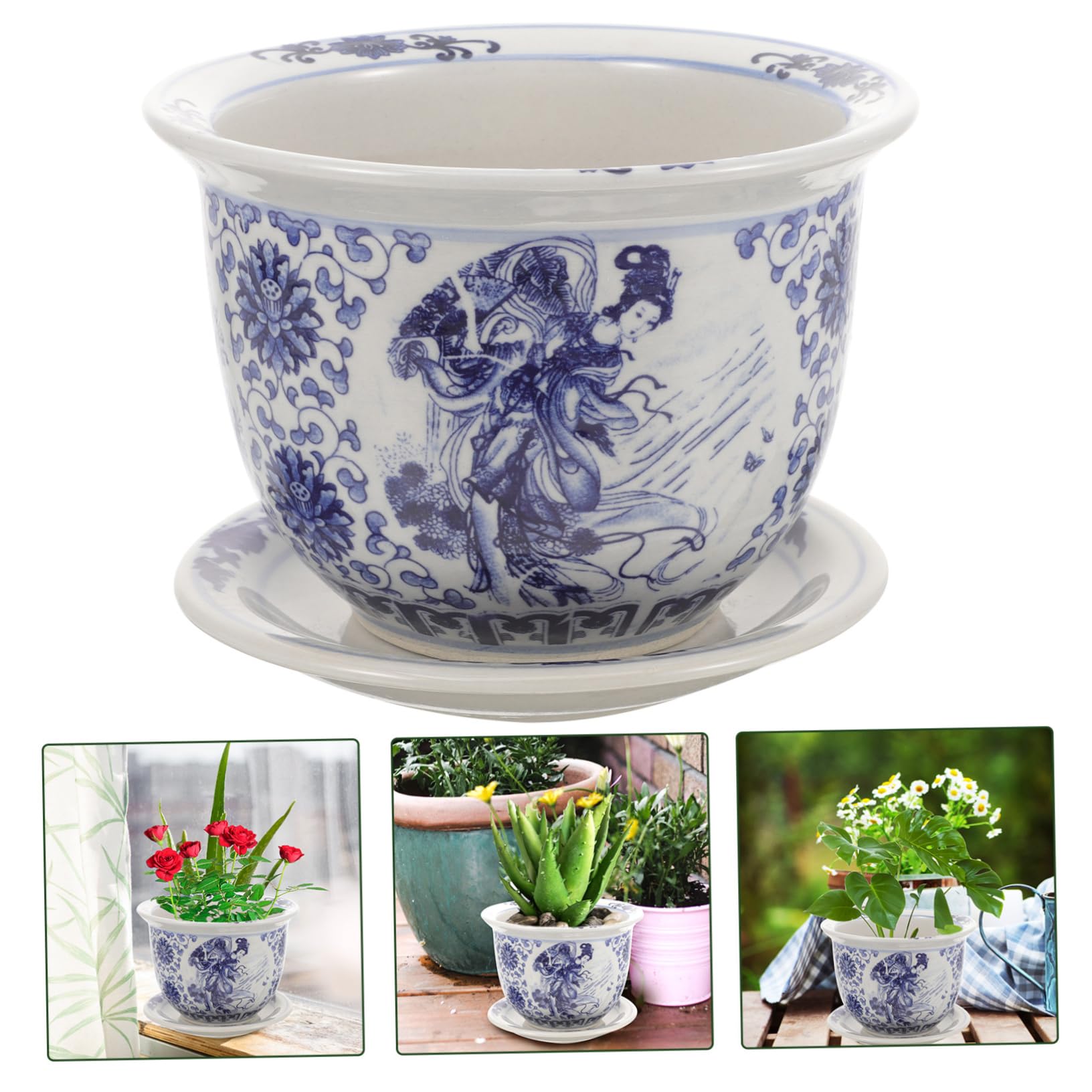 Ceramiczny Doniczkowy z Podstawką Do Sukulentów Elegancki Ceramiczny Doniczka Rośliny Idealny Do Kwiatów i Sukulentów Średnicy Ozdobny Akcent
