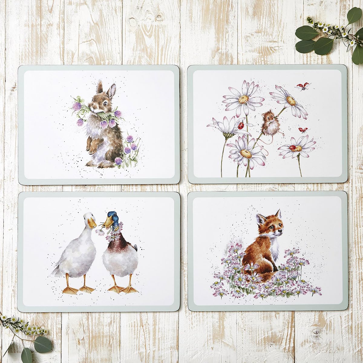 Wrendale Designs Large Wildflowers Placemats Set of 4, Green, 40 x 30 cm - Image 3