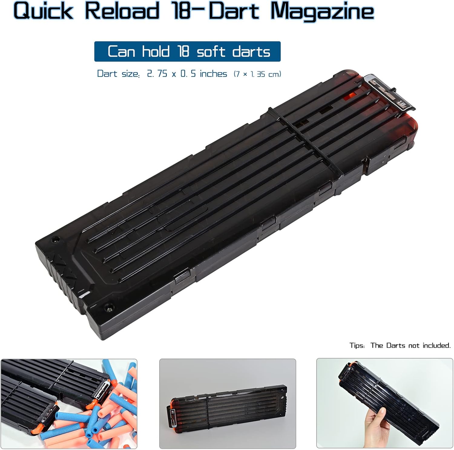 2 Pack 18-Dart Quick Reload Clip Magazine for Nerf N-Strike Elite Series (Black)