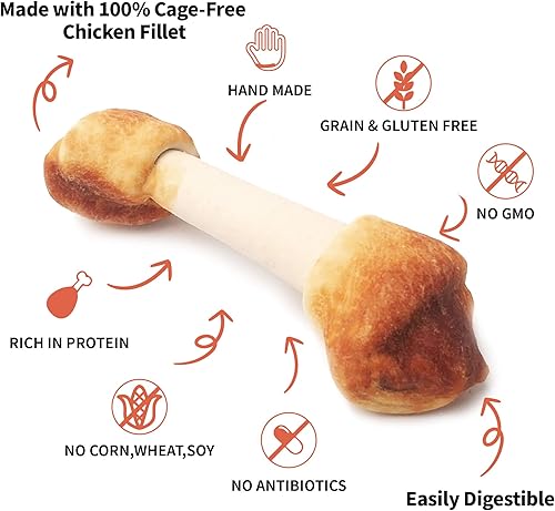 Miniatura 2 de Huesos de pollo para perro, sin cuero crudo, hecho con pollo real, verduras saludables e ingredientes limitados