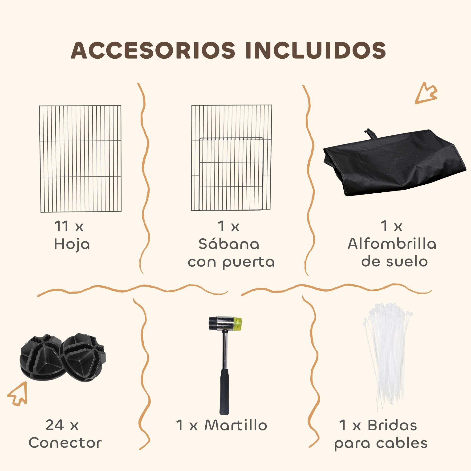 PawHut Valla Metálica para Mascotas de 12 Paneles, Jaula para Animales Pequeños, Forma Personalizable, Alfombrilla Impermeable, Parque para Cobayas, Erizos, 120x60x40 cm, Negro