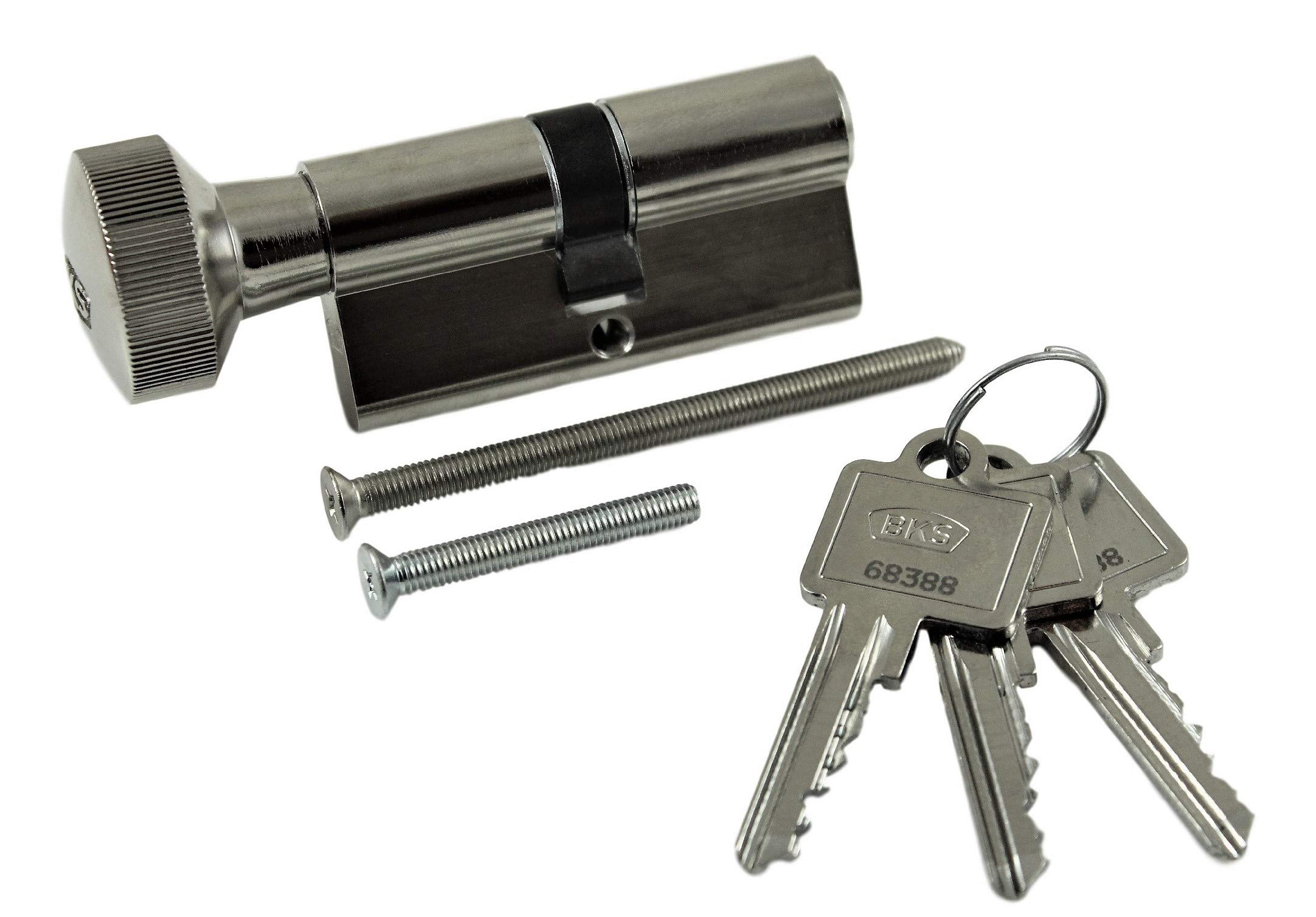 BKS Knaufzylinder/Türschloss mit Knauf PZ 8806, Baulänge wählbar, in SN-TEC Schließung incl. SN-TEC Schlüssel (mit 3 Schlüsseln, (Schlüsselseite) 40/40 (Knaufseite))