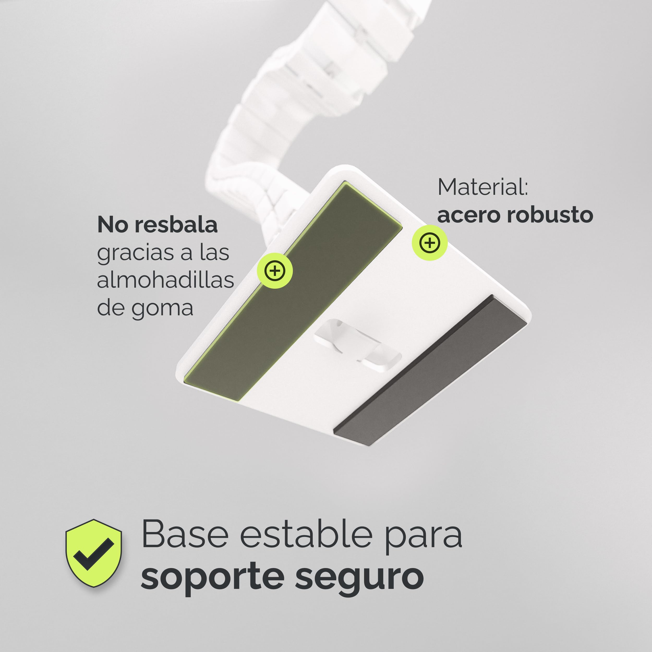 VALU guia pasacables para escritorios hasta 125 cm – Estable y Flexible, eslabón magnético – pasacables para mesas de Altura Fija y Ajustable – Base de Acero & Almohadillas de Goma