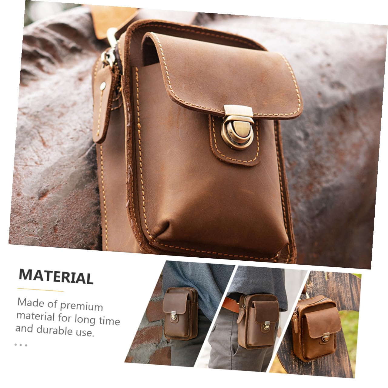 Pochette Ceinture Cuir Vintage pour Téléphone Portable Banane Multifonctionnelle Extérieure Résistante et Pratique pour Sport et Randonnée