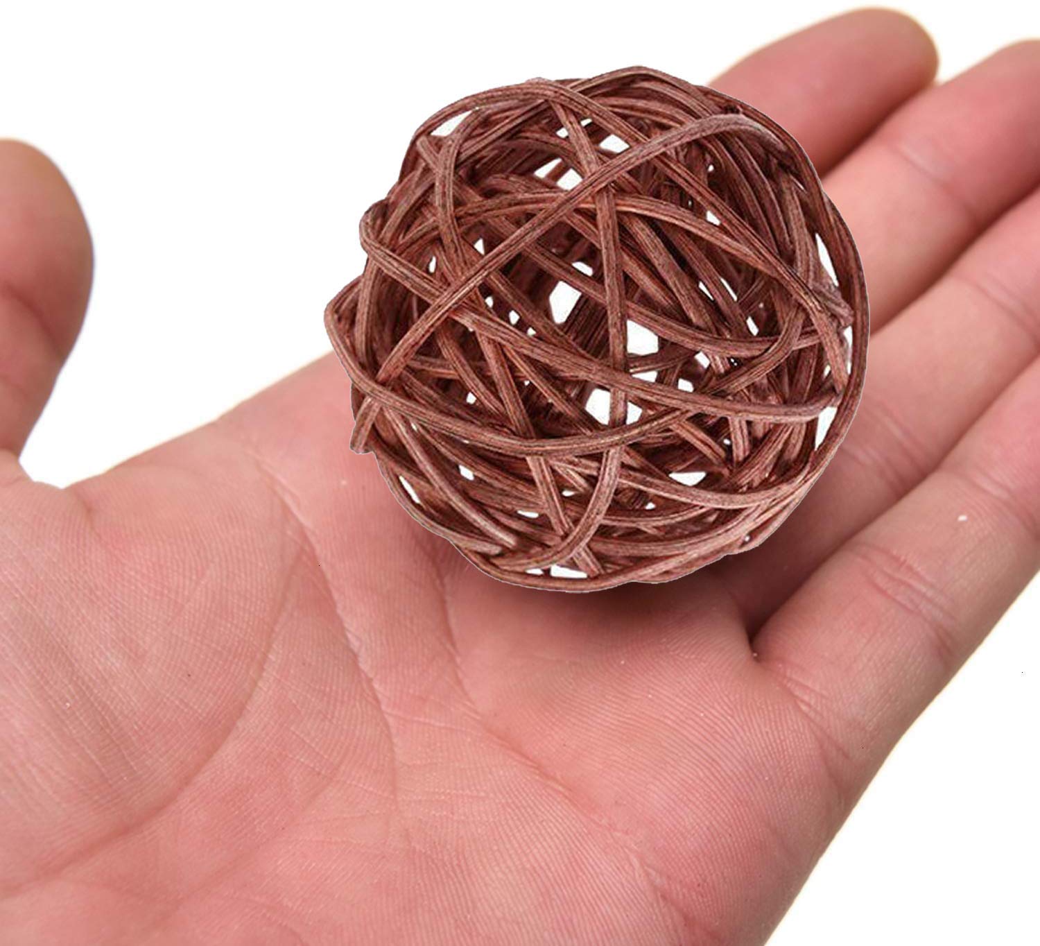 Lot De 2 Boules Décoratives En Rotin Tressé - Diamètre 10 Cm, Décoration Naturelle Pour La Maison - 8