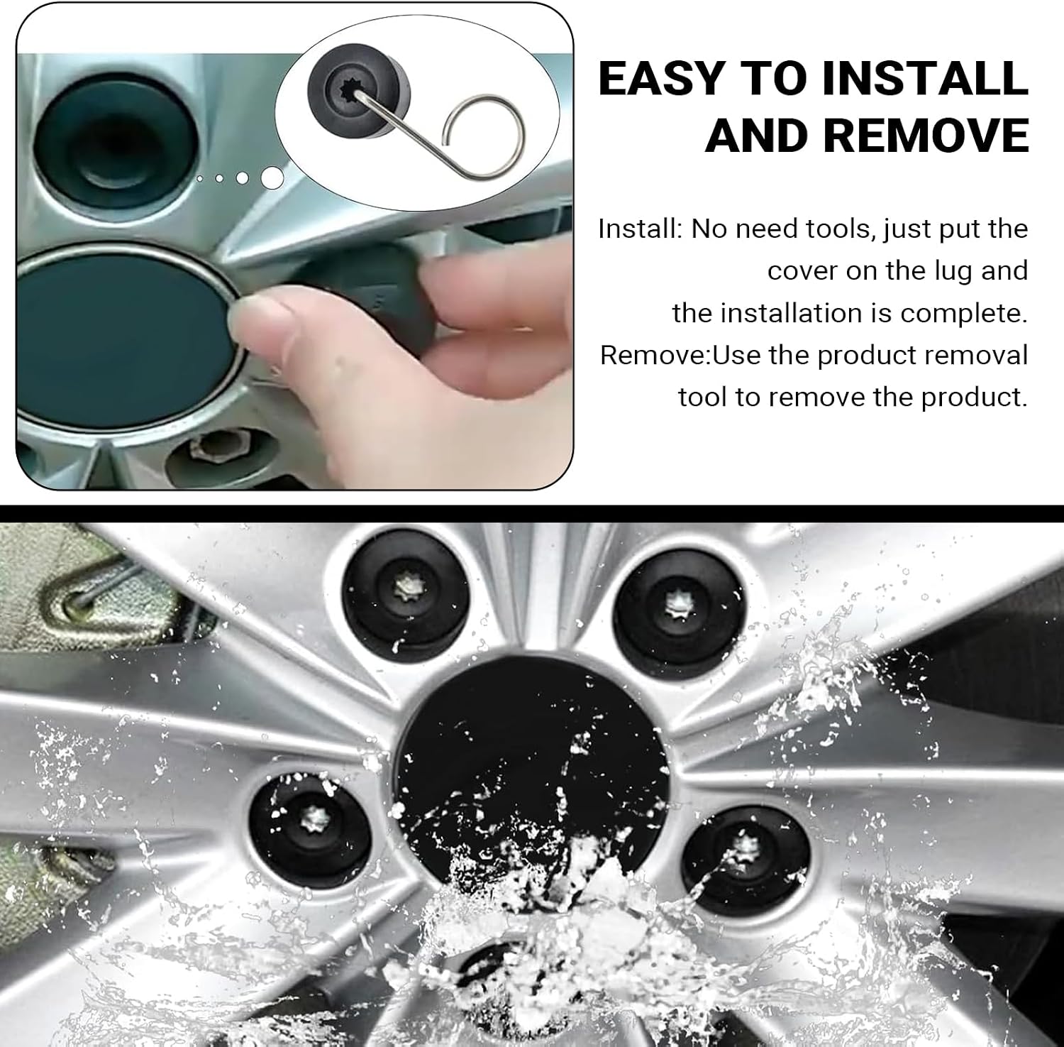 20 PCS Car Wheel Lug Nut Covers, 17mm Rust Prevention Wheel Hub Bolt Decorative Cover with Removal Tool, Compatible with VW, Jetta, Beetle, Passat, GTI, CC (Black)