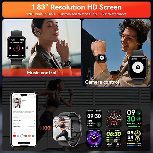 Miniatura 6 de Reloj inteligente con Alexa incorporado, pantalla táctil HD de 1.83 pulgadas, notificacionesllamadas Bluetooth, impermeabilidad IP68, más de 120