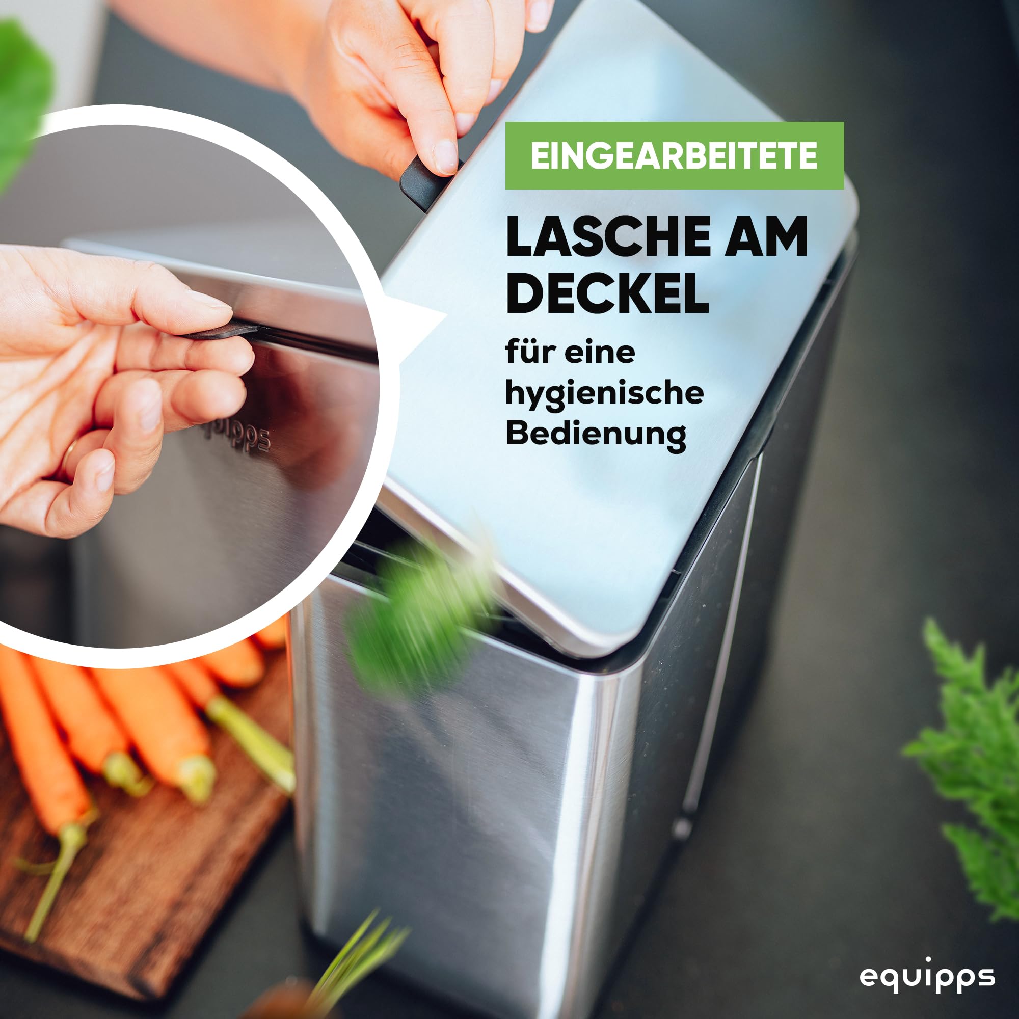 Bio Mülleimer 6L | Komposteimer Küche für Bio Müll & Co | Mülleimer mit Geruchsfilter | Komposter für Abfall & Recycling | Biomülleimer Küche klein (Silber 6l)