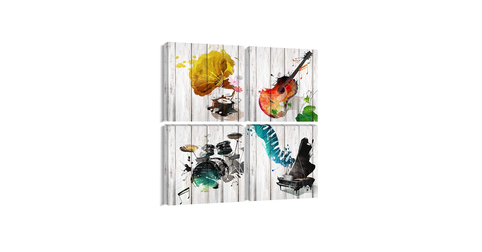 Amazon.com: 4 Pieces Wooden Style Guitar, Piano, Phonograph