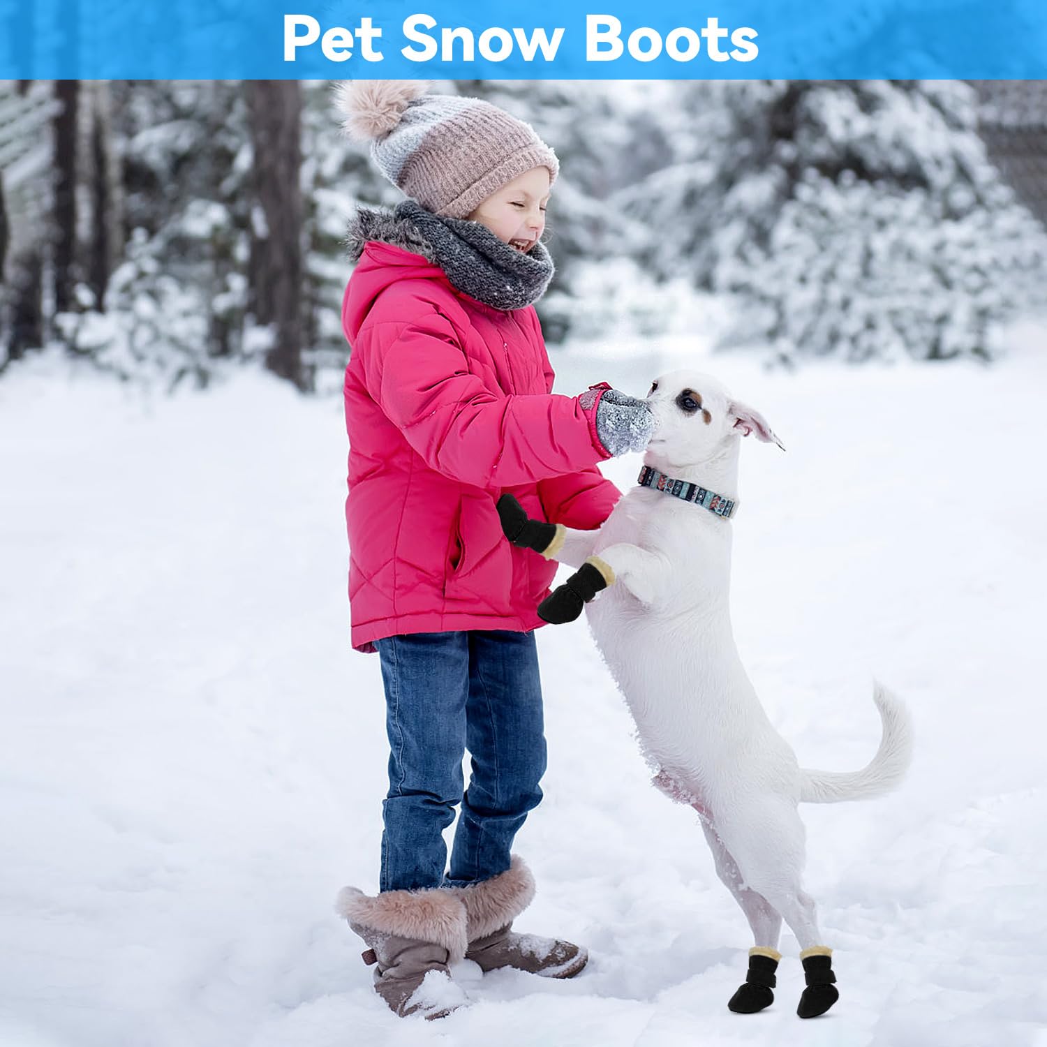Paw Protector Waterdichte hondenschoenen voor kleine en middelgrote honden, 4 stuks, antislip laarzen met reflecterende riemen voor honden