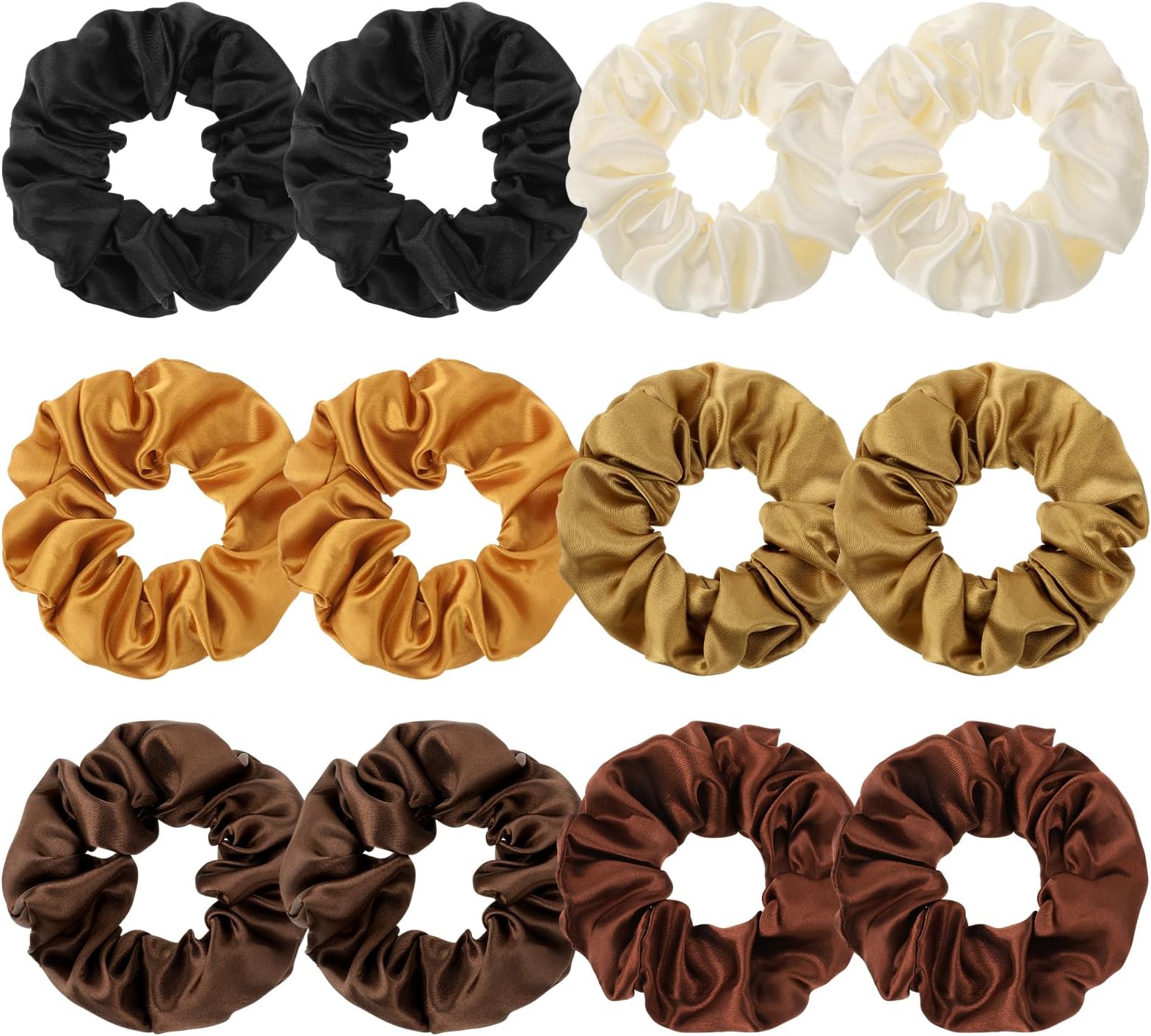 12 Pieces Satin Silk Scrunchies for Hair, 6 Color Hair Scrunchies Satin Hair Ties, Elastic Ponytail Holders for Hair Sleep No Damage