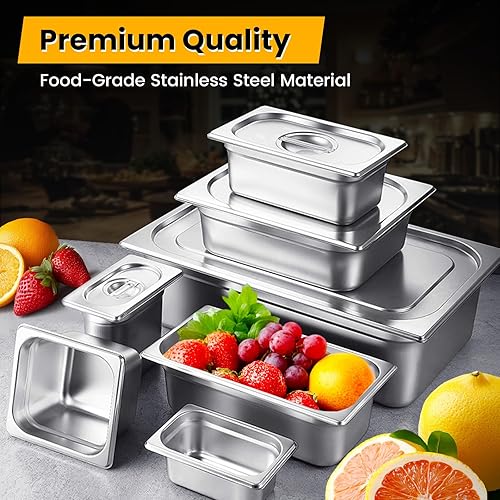 Miniatura 7 de Sartén de vapor de 16 de tamaño x 6 pulgadas de profundidad, paquete de 6 bandejas de cocina de acero inoxidable antiatascos (más tamaños y opciones