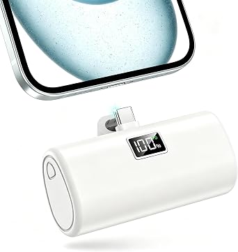 [1-Pack] Portable Charger USB C for iPhone 18/17/16/15 Series,Opalescent