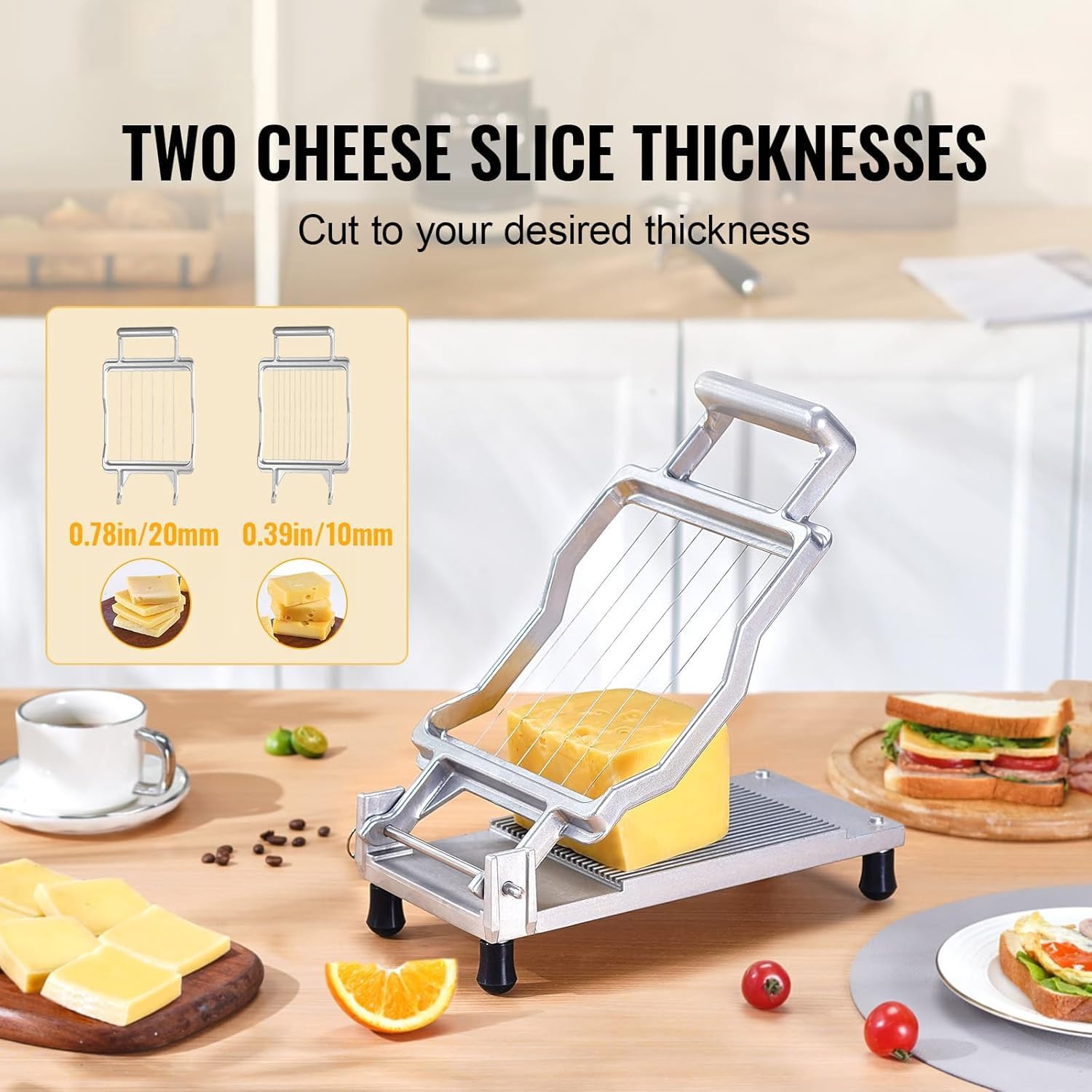 Kommerzieller Käsehobel – Abnehmbarer Butterschneider mit Doppelklingen für gleichmäßige und saubere Scheiben – ideal für Küchen, Käse, Butter, Toast und Mittagessen Fleisch