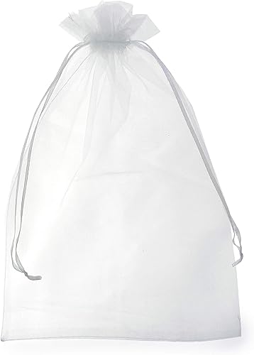 Allgala 100 bolsas de regalo Orangza con cordón de 8 x 12 pulgadas, color blanco PF53401
