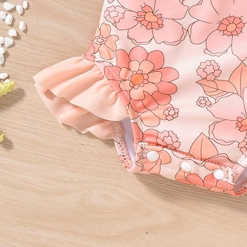 Miniatura 5 de Aalizzwell - Traje de baño de una pieza de manga larga para bebé niña con sombrero