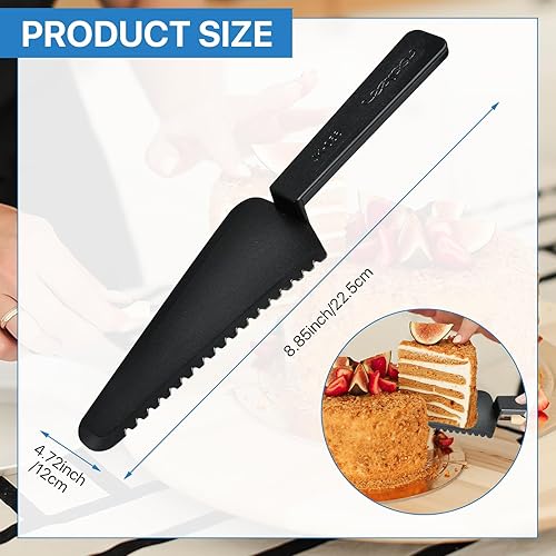 Miniatura 2 de 50 piezas desechables de plástico cortador de tartas, espátula de plástico negro para tartas, utensilios de servir desechables para pizza