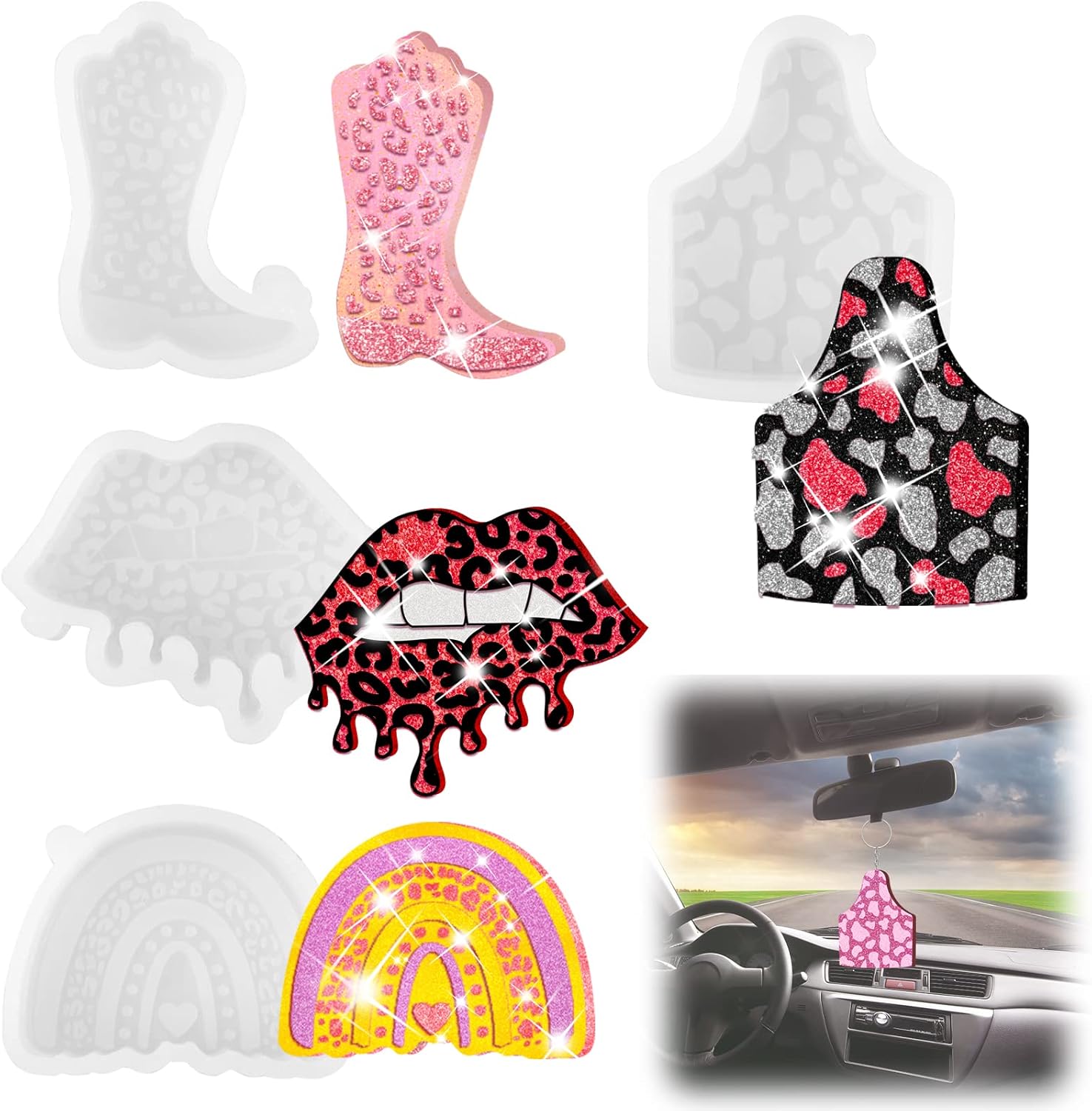 4 Pieces Leopard Print Silicone Mold for Freshies Car Aroma