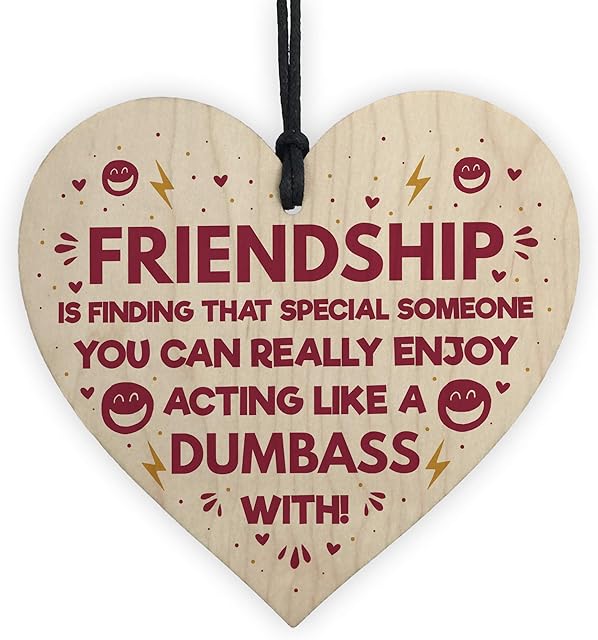 RED OCEAN FUNNY Gift For Best Friend Wooden Heart Friendship Plaques Birthday Gifts For Women Friend Keepsake Gifts