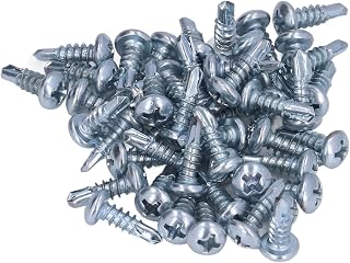 Self Drilling Screw, 50Pcs Round Head Self Drilling Screw Set Carbon Steel Galvanized Wood Screws 4.2x13mm(Round head washer drill, machine screws (round head phillips tail)