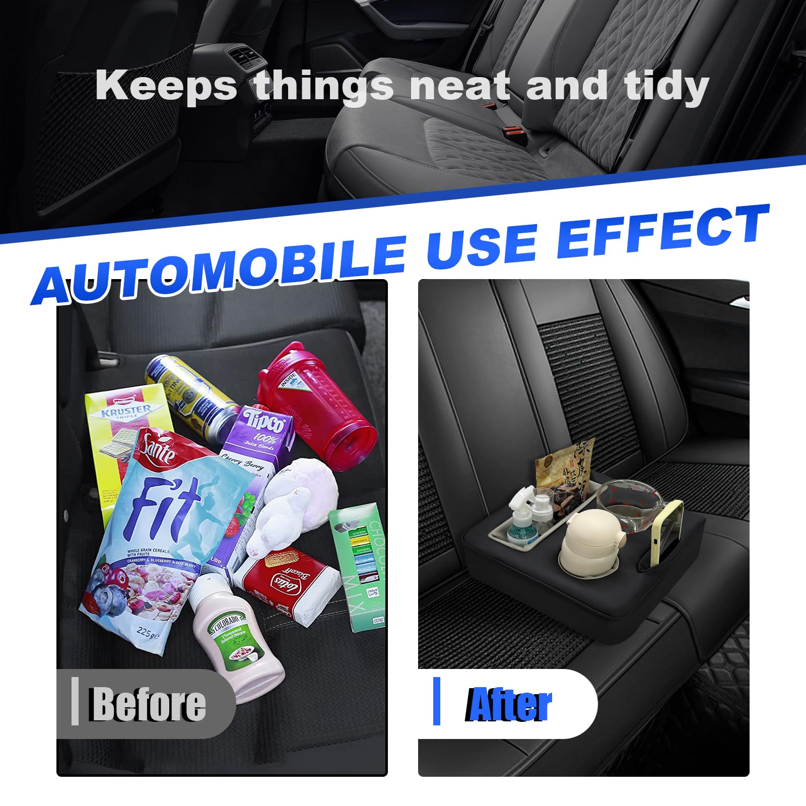 Kewucn Organizador de Asiento Trasero de automóvil, Bandeja de Cuero para sofá, Soporte para Tazas de sofá, Almohada para almacenar Bebidas y Aperitivos, Soporte Universal para Tazas para automóvil,