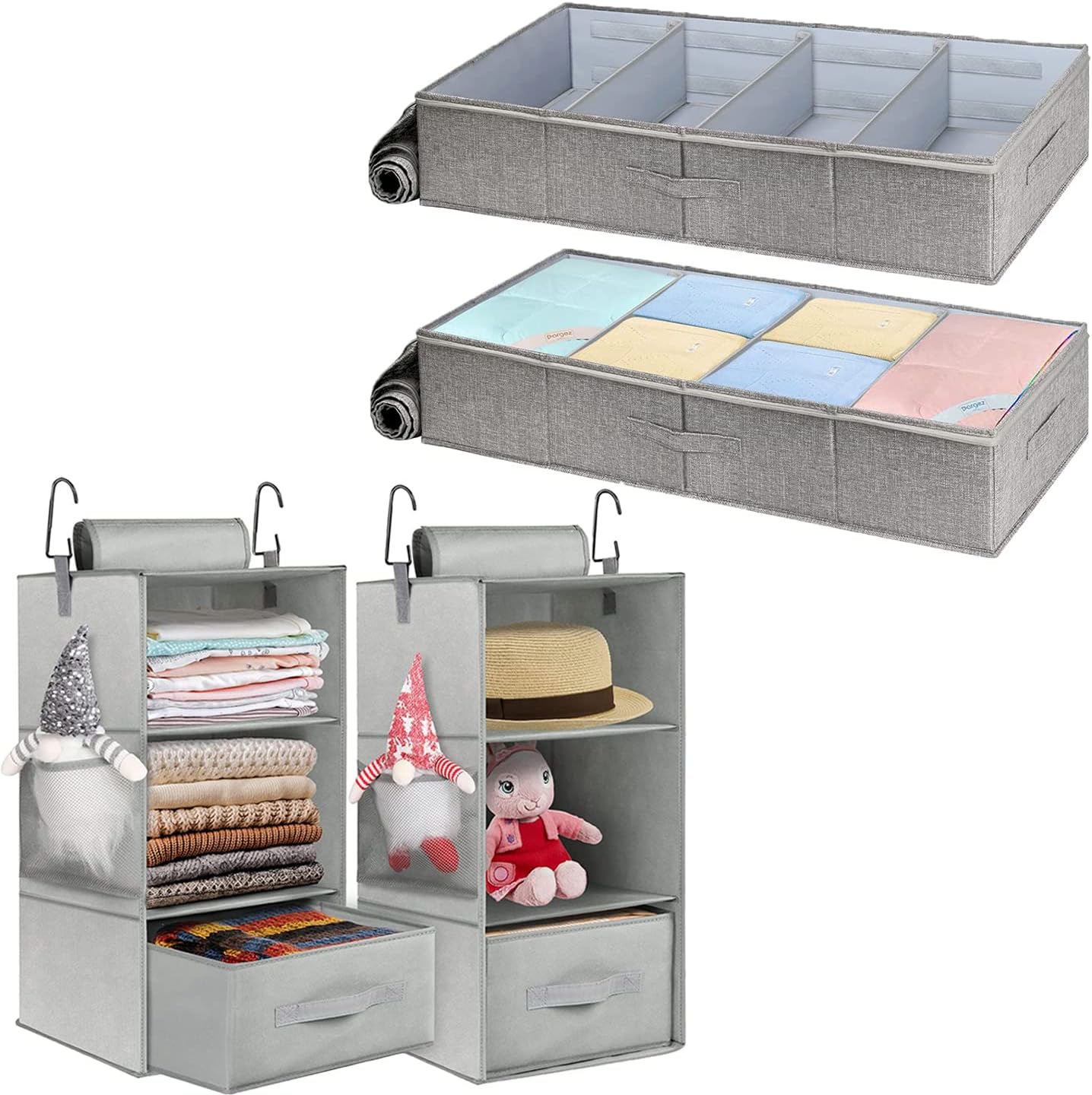 punemi 2 Pack Hanging Closet Organizer & Under Bed Storage