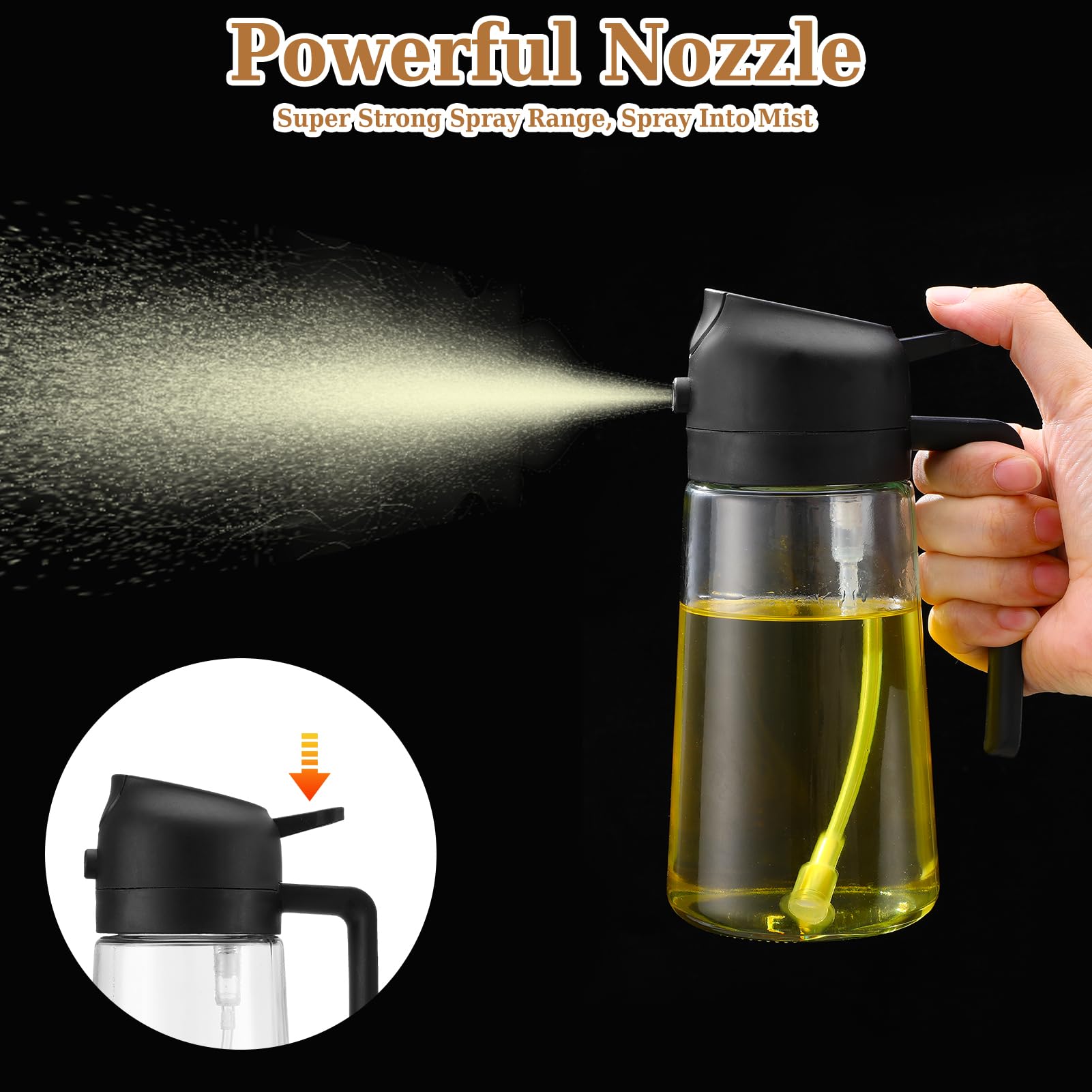 Pulvérisateur D'huile 470ml Vert - Vaporisateur Cuisine, Verre Sans BPA, Pour Air Fryer Et Salades
