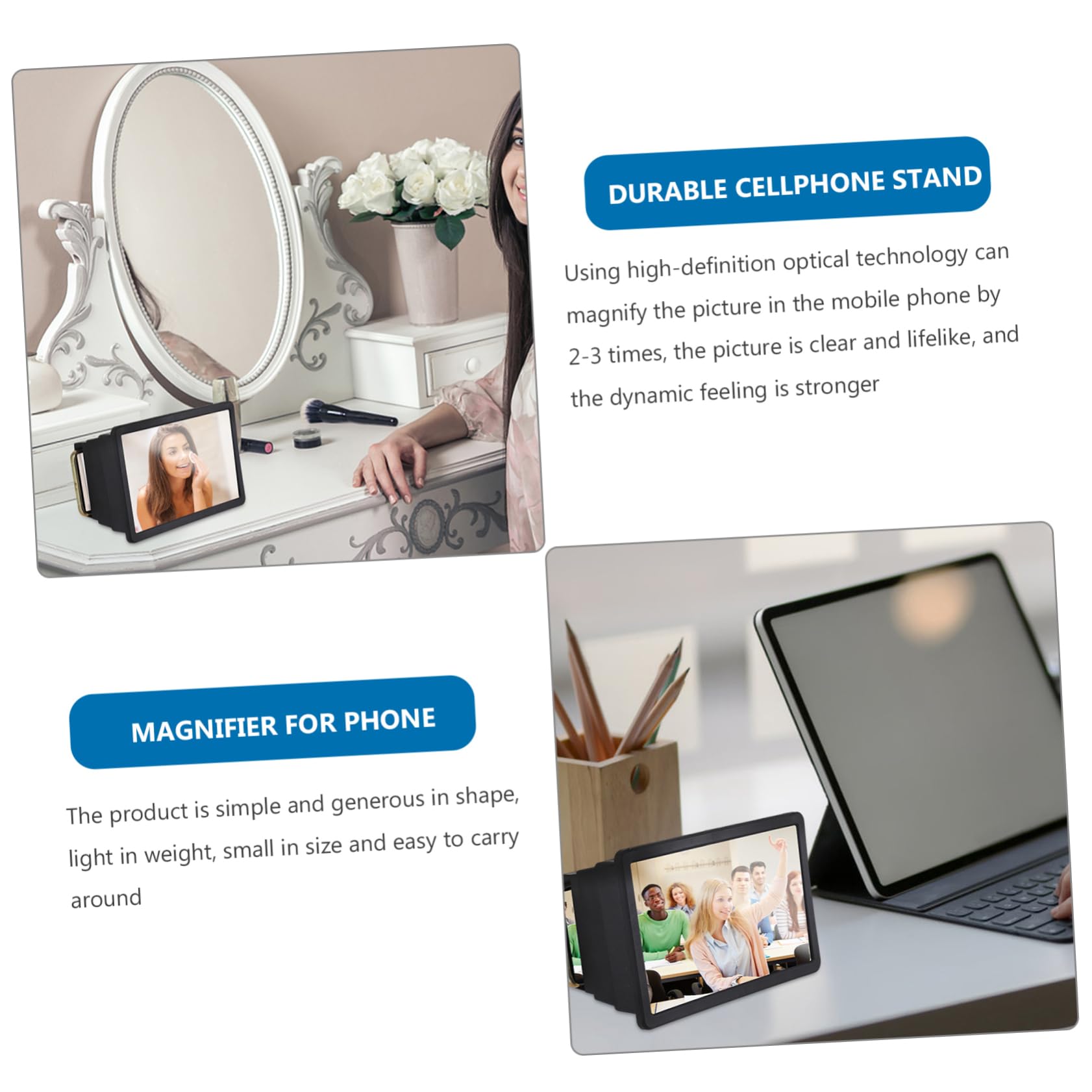 Hemobllo Lot De 3 Amplificateurs D'écran De Téléphone Grossissant X 3