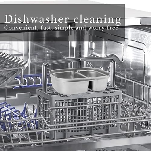 Miniatura 5 de Linkidea Lonchera eléctrica de acero inoxidable 304, 2 compartimentos, bandeja reutilizable extraíble, contenedor de reemplazo de alimentos de 1.2