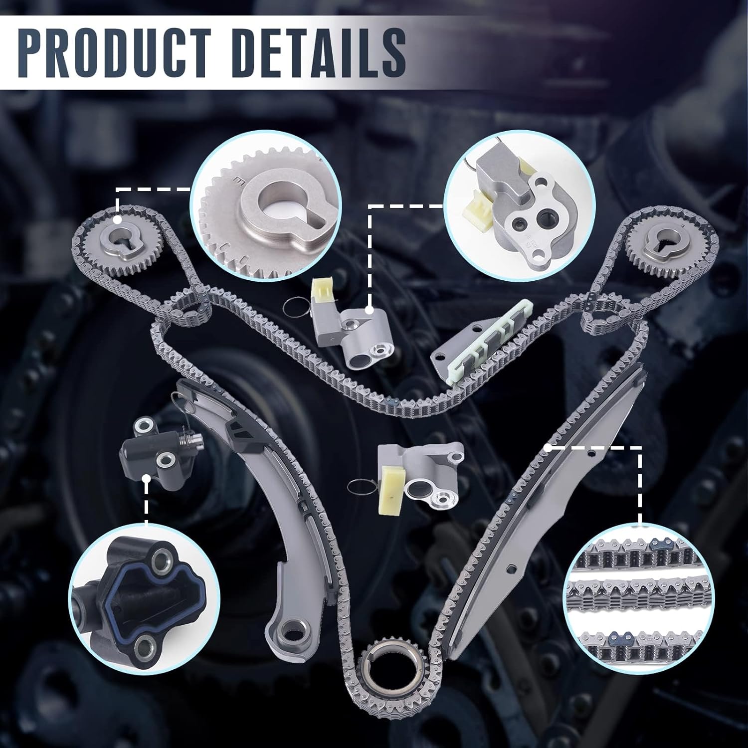 GDO Engine Timing Chain Kit 13028-ZS00A fits for 2005-2011 Nissan Frontier NV1500 NV2500 NV3500 Pathfinder Xterra 2009-2012 Suzuki Equator 4.0L V6 DOHC Code VQ40DE 13070-ZK01A Timing Chain Set