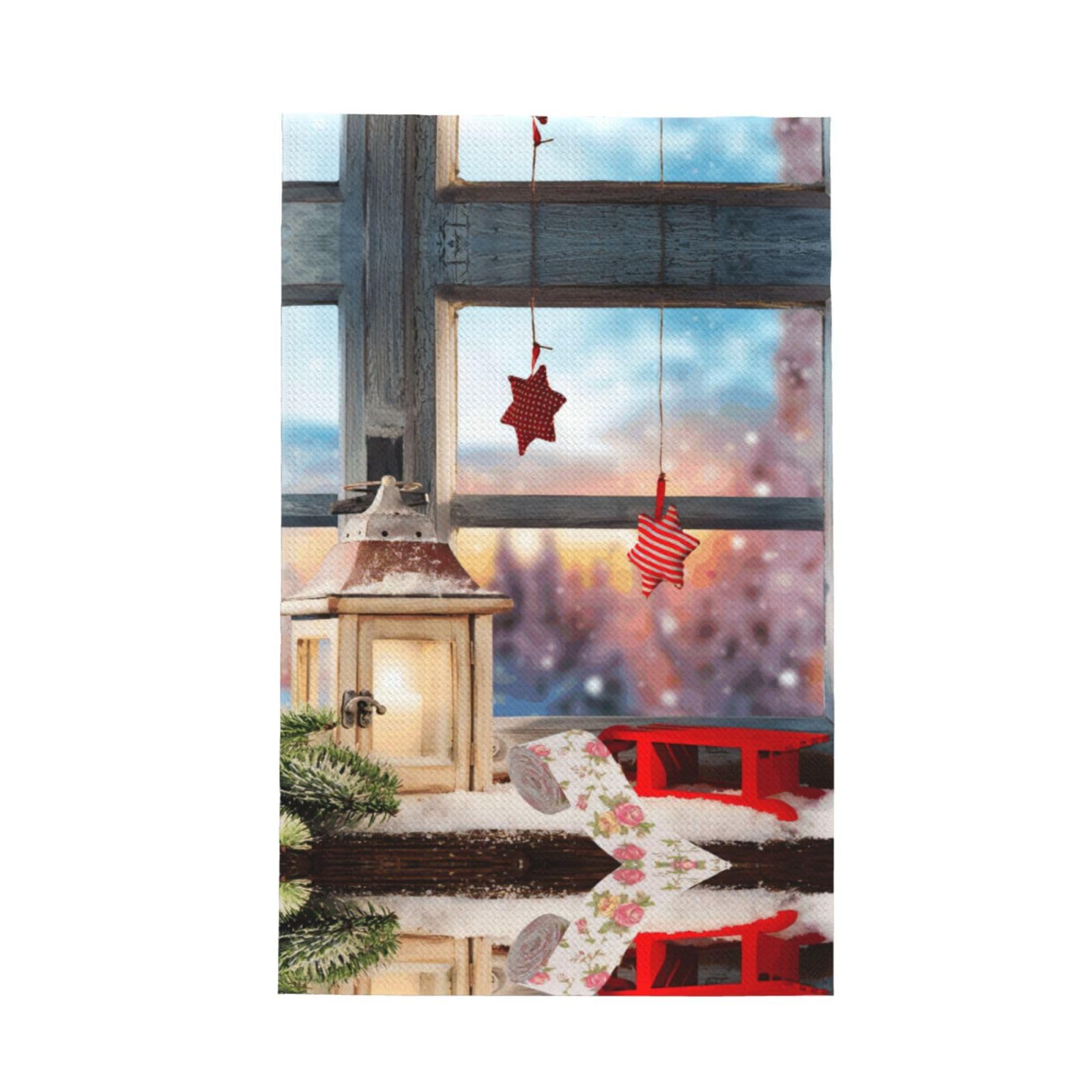 Xxahnbm Black Merry Christmas 4 Print Waffle Kitchen Towel,Absorbent Hand Towel