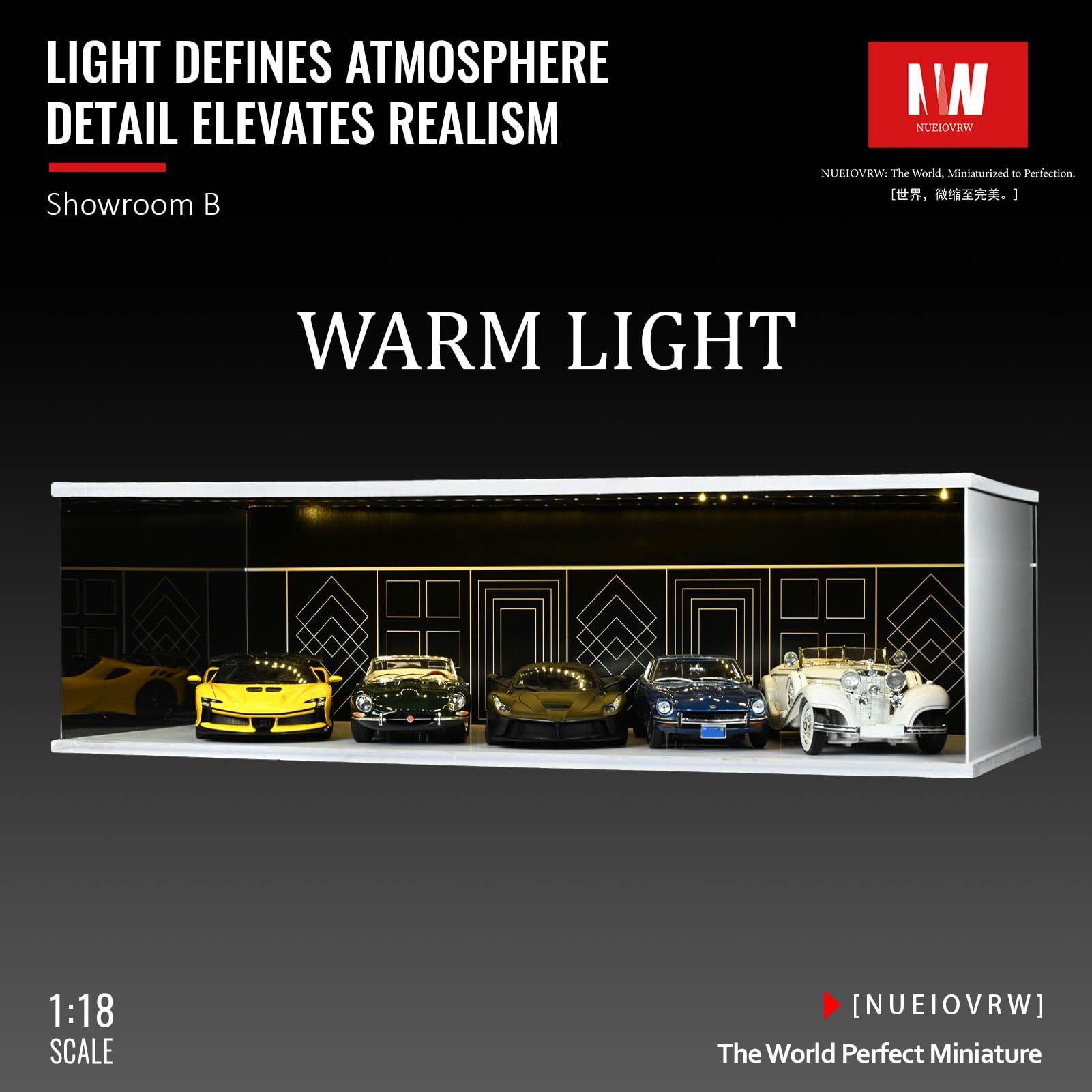 Amazon.co.jp: NUEIOVRW 1/64 1/43 1/18 ジオラマ ガレージ 3色調光LED
