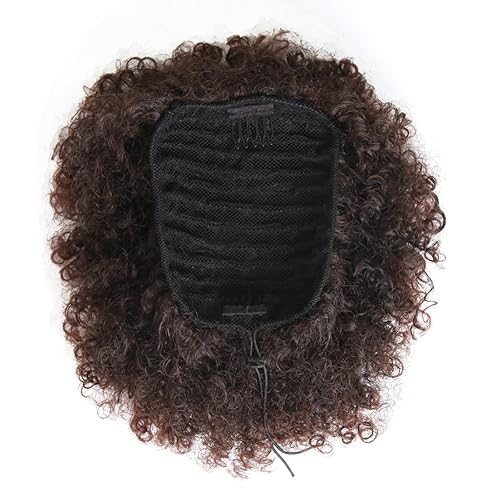 Miniatura 3 de Extensión de Cola de Caballo Afro Hinchada con Cordón para Mujeres Negras Extensión de Cola de Caballo Afro Rizada Corta con Clip Moño de Cola de