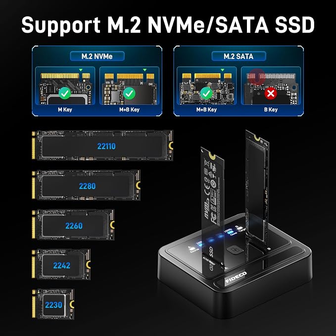FIDECO Dock Duplicador SSD NVMe M.2 USB 3.2 20Gbps miniatura 5
