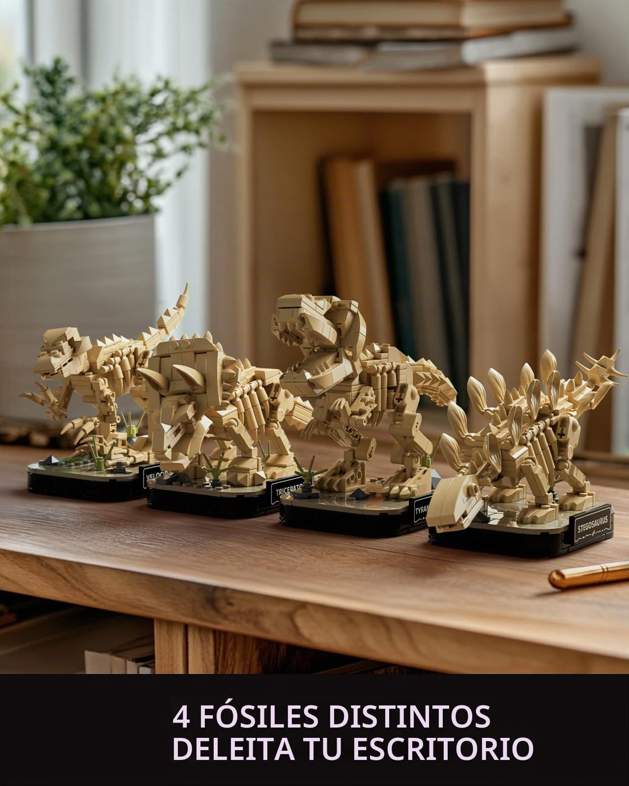 Nifeliz Colección Small de Esqueletos de Dinosaurio, 4 Maquetas de Fósiles para Adultos, Decoración de Escritorio, Regalo para Fans (1,101 Piezas, NF10360)