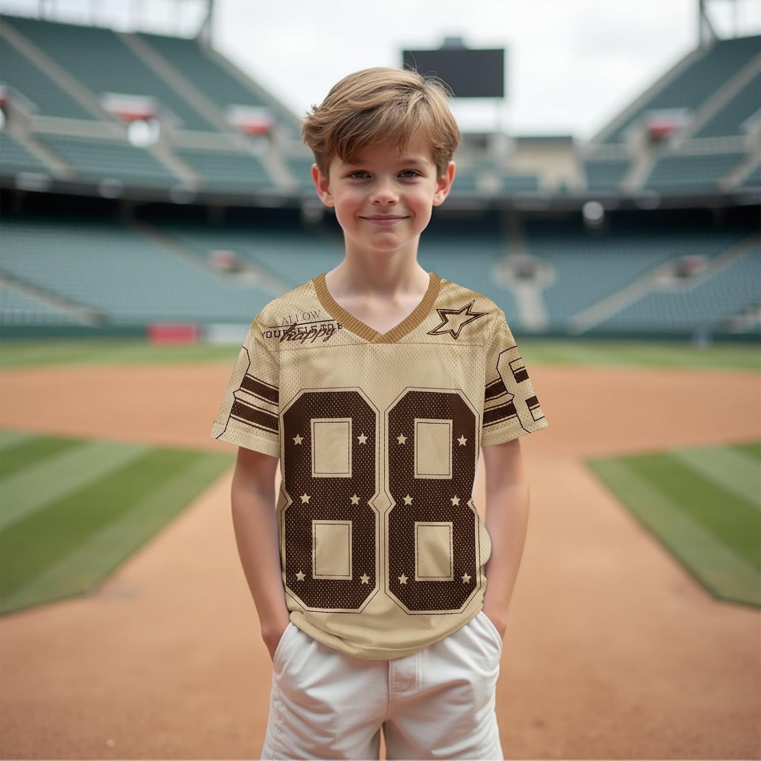 Boy Girl Y2K Jersey Shirt Number Graphic V Neck T-Shirt Kids Football Short Sleeve Tee Sport Summer Casual Tops - Image 3