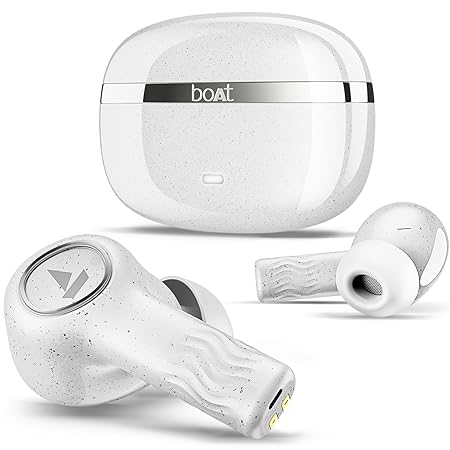 boAt Nirvana Iris Truly Wireless in Ear Ear Buds w/Up to 32 dB Active Noise Cancellation,120 Hrs Playback,Crystal Bionic Sound Powered by HiFi,Beast Mode,ENx Tech,Hearables App(Quartz White)