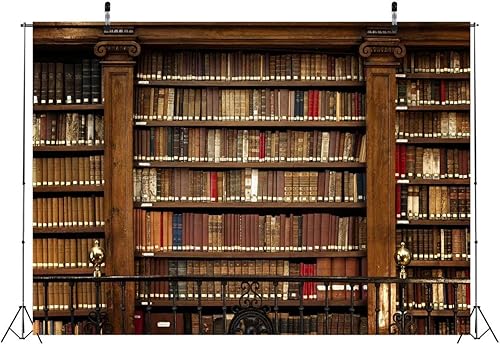 Miniatura 4 de BELECO Estantería vintage de 10 x 6.5 pies, para biblioteca, libros antiguos, para decoración de fiestas, cumpleaños, vídeos de YouTube, sesión de