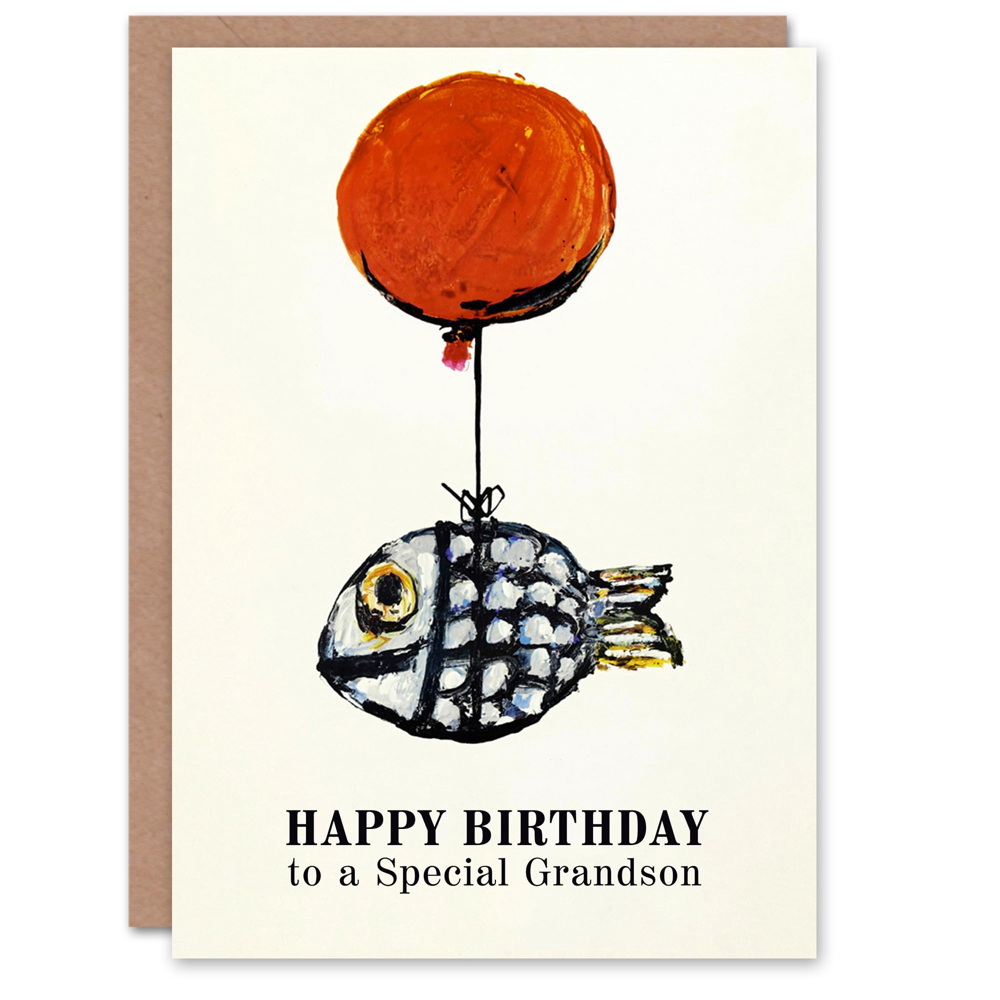 Artery8 Happy Birthday Card to a Special Grandson Fun Balloon Fish Fishing Fisherman Angler