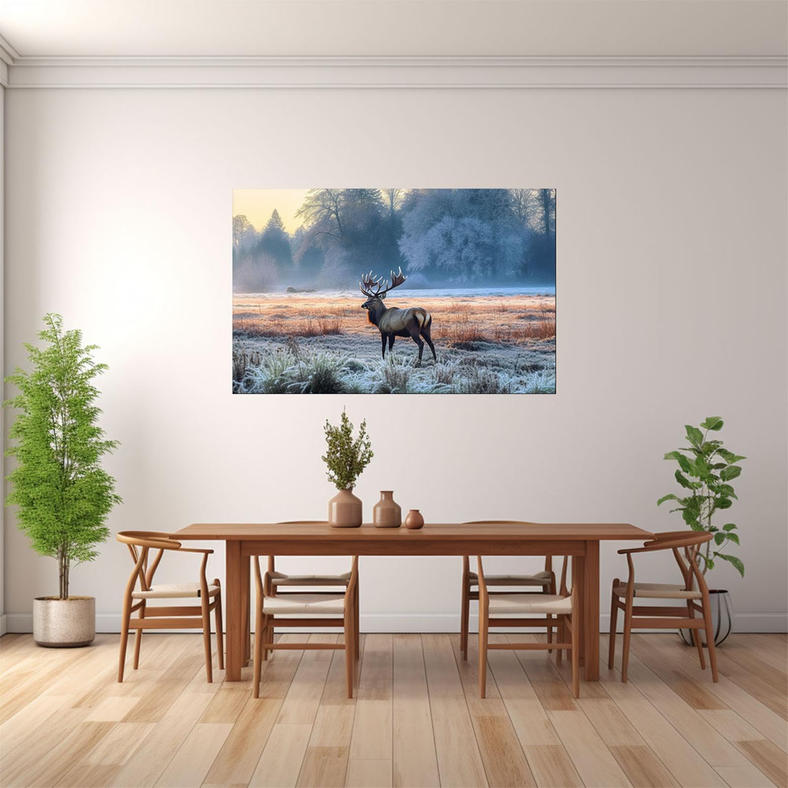 JOSUE Para los hombres Invierno animal Cuadros Y LáMinas Lienzo,Gris,Azul Cuadro Cartel Sala De Estar Cuarto De BañO Comedor-75x115cm Enmarcado
