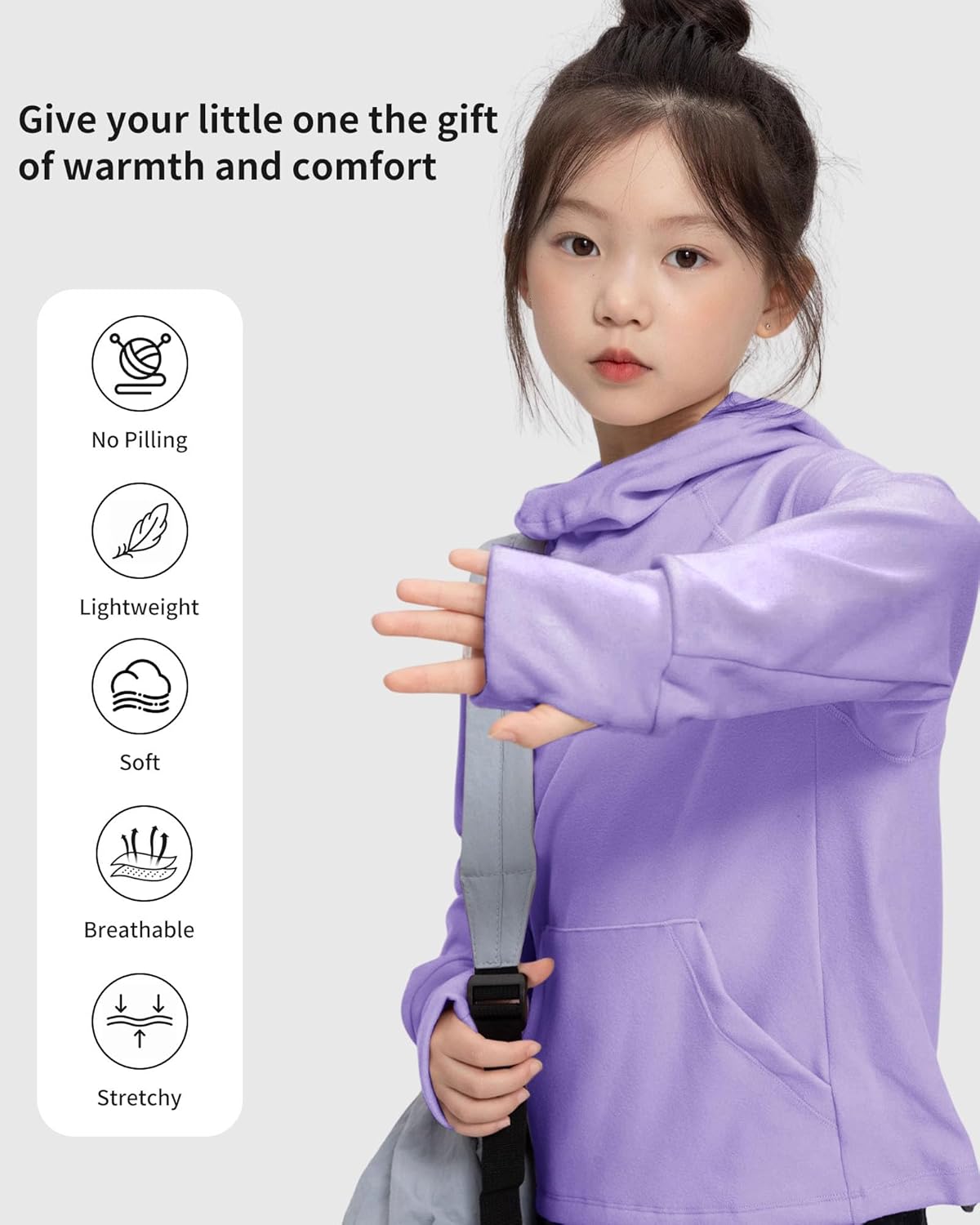 Rolanko Girls Hoodies Fleece Sweatshirts Long Sleeve Cozy lightweight Pullover Tops with Pocket Kids Warm Velvet Outwear - Image 6