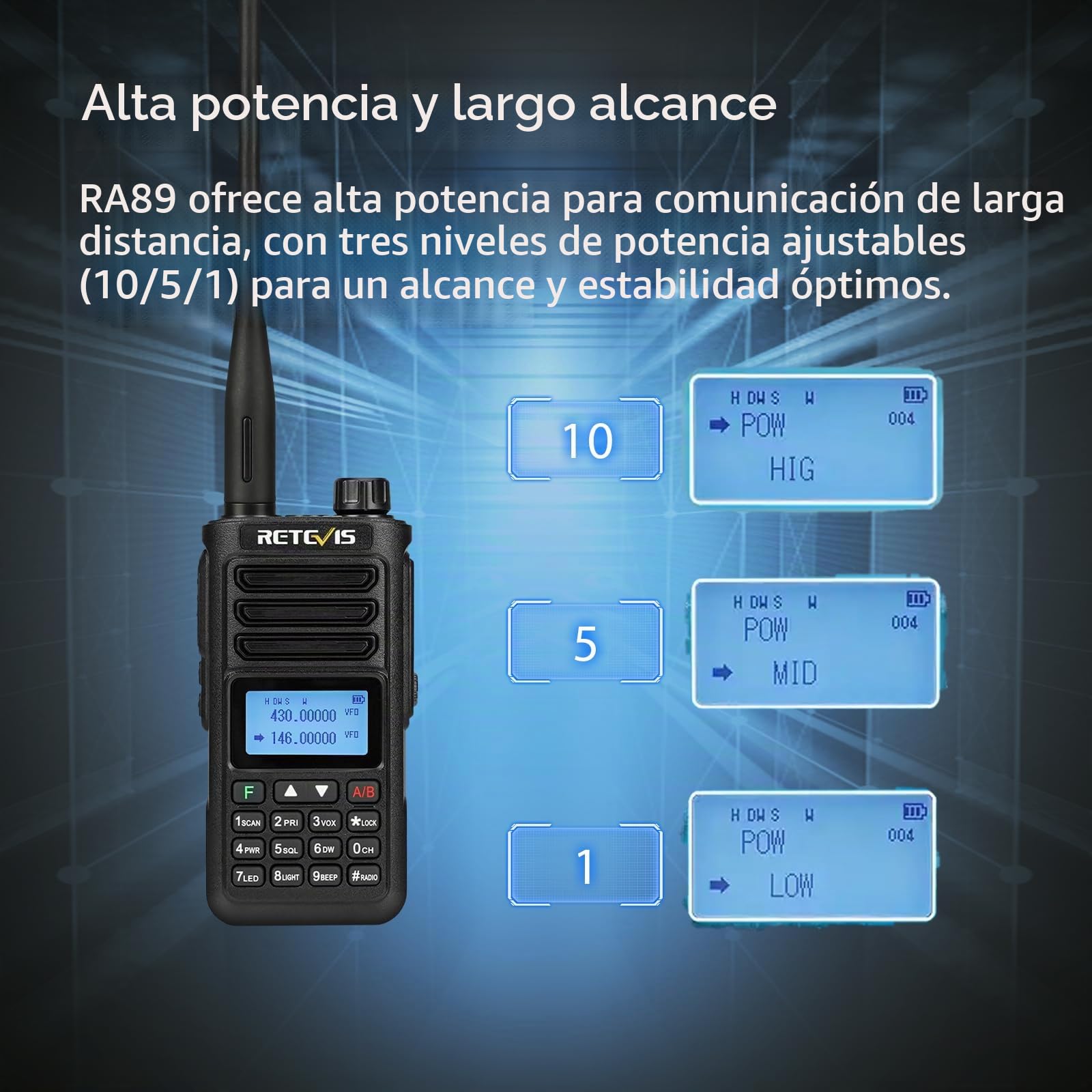 Retevis RA89 Emisora Radioaficionado, Walkie Talkie Largo Alcance