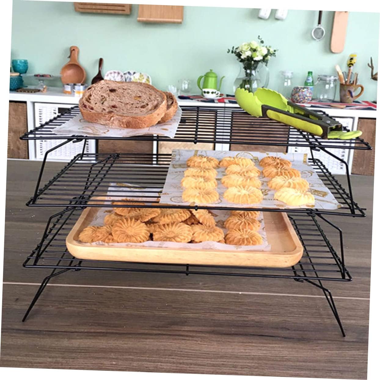 Alipis 3pcs Multi-function Cooling Rack Set Carbon Steel Baking Rack for Cookies Bread Bbq Grilling Non- to Clean for Cooking Cooling and Baking