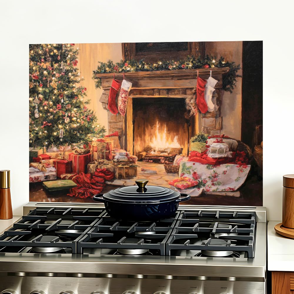 Christmas Tree Fireplace Backsplash Peel and Stick, 35.4x23.6 in