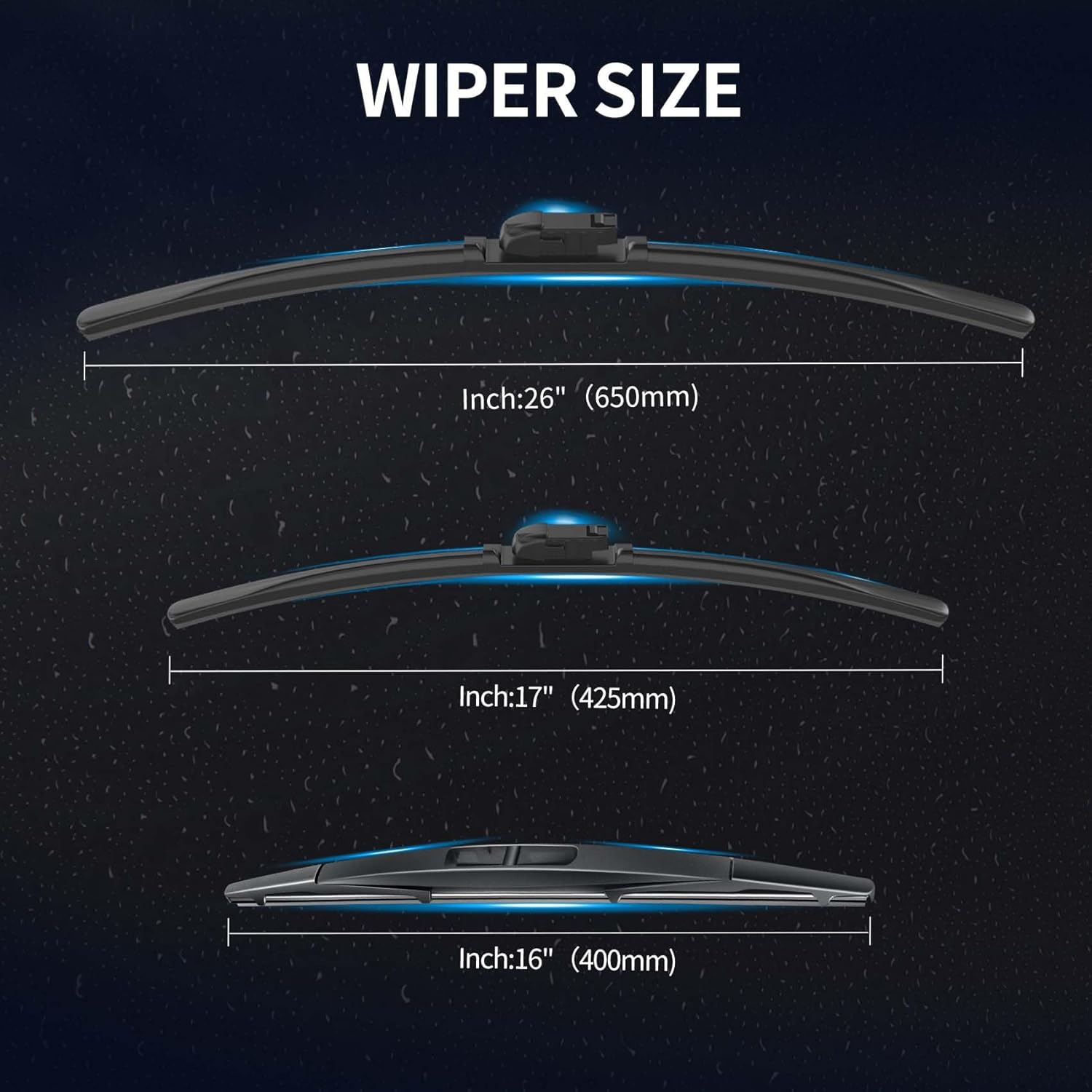 Front and Rear Windshield Wiper Blades, 3 Pcs Front and Back Windshield Wipers Blades Replacement for Subaru Outback 2020-2025, Car Window Wiper Blades for 2020 2021 2022 2023 2024 2025
