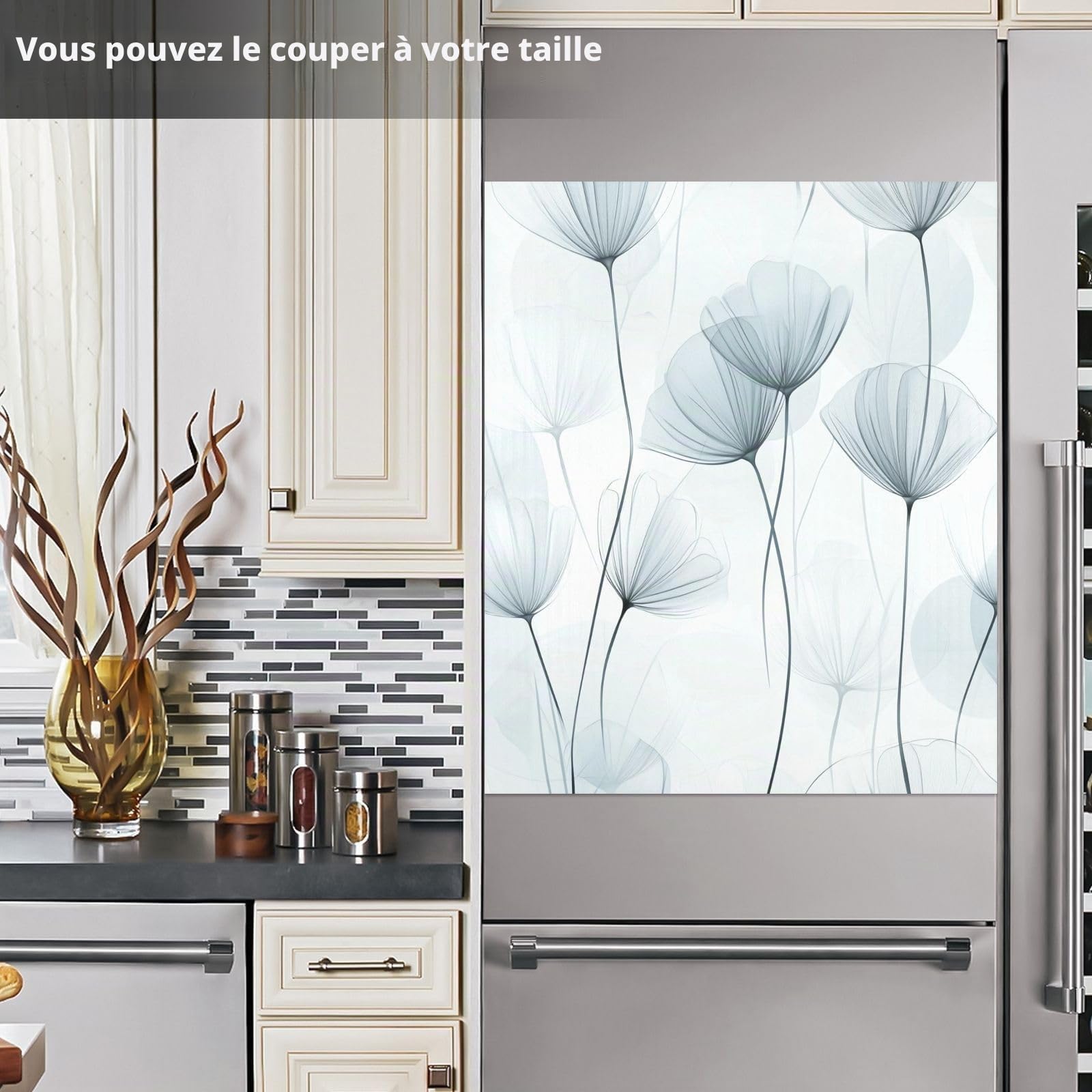 58,42 x 58,42 cm Couvercle magnétique décoratif pour lave-vaisselle en forme de pissenlit pour porte avant