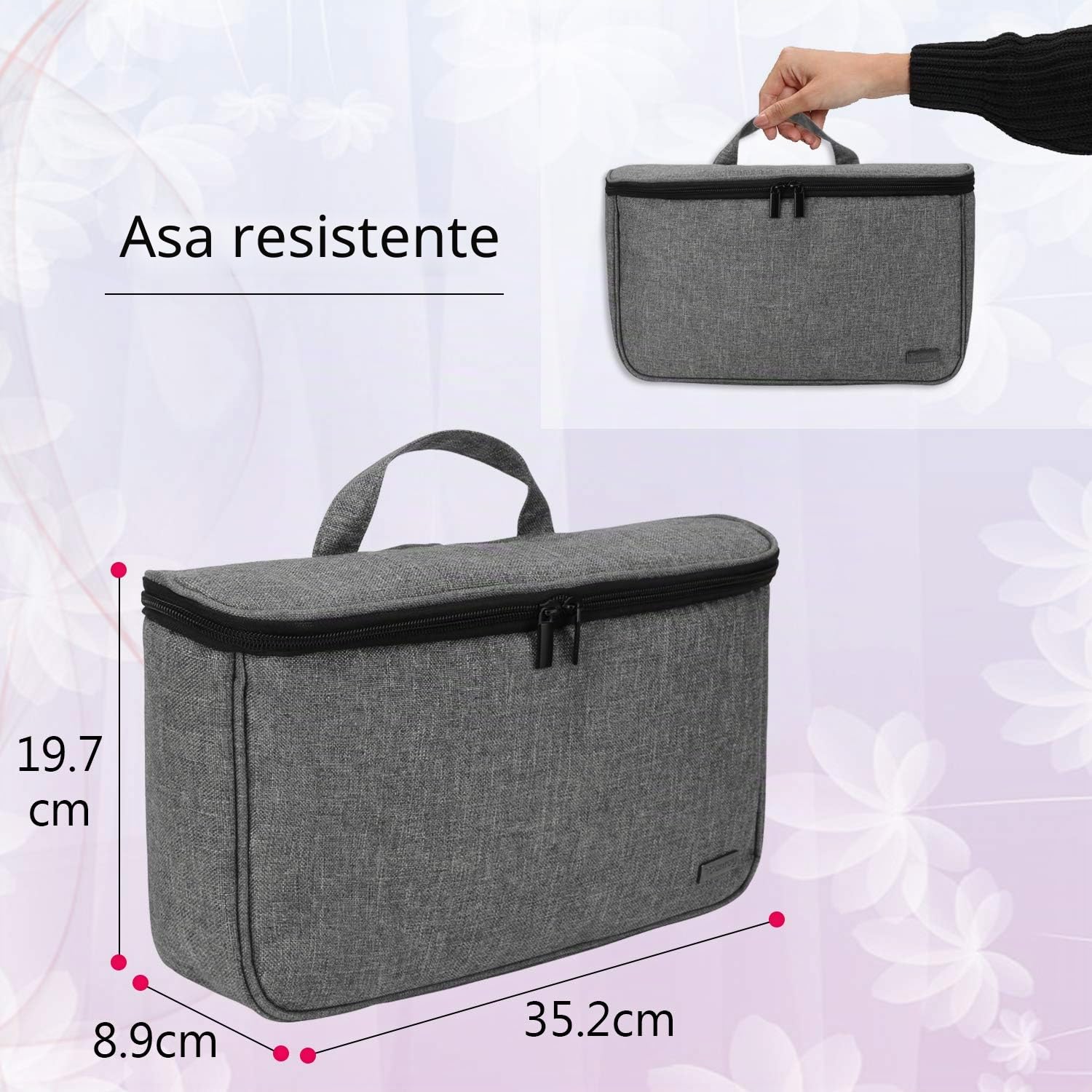 Teamoy Bolsa Viaje de Rizador de Pelo, Organizadora de Viaje para Accesorios Styler, Bolsa Cepillo Rizador de Pelo, Bolsa para Rizador Secador, Gris