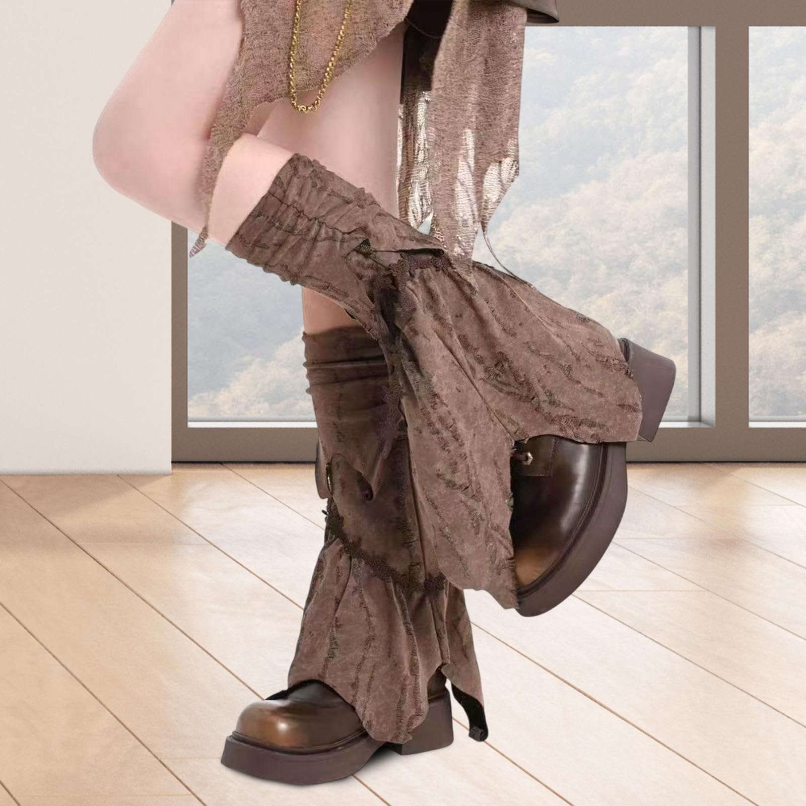 Calentadores de Piernas, Ropa Cómoda Y a La Moda, Accesorios, Calcetines Largos Holgados Estilo Grunge.