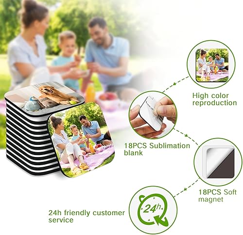 Miniatura 3 de MORCART 36 piezas de imanes de sublimación en blanco, para decoración personalizada de bricolaje para el hogar, cocina, refrigerador y calendario de